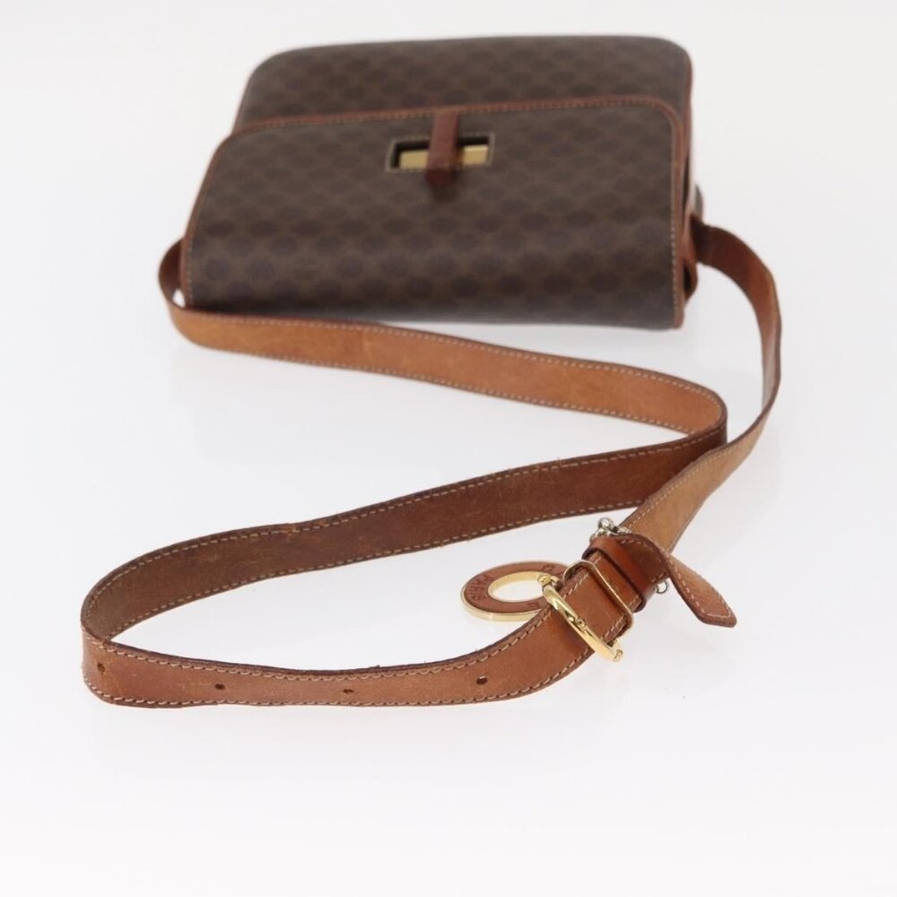 Authentic CELINE Macadam Canvas Shoulder Bag PVC Leather Brown Gold - Picture 14 of 16